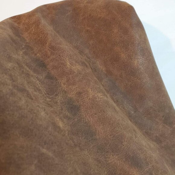 Distressed Brown Vegan Faux Leather - 36x54 Inch, 0.9mm, Heavy Duty, Upholstery, - Picture 4 of 9